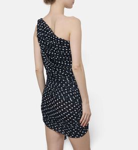 Patou Asymmetrical Polka-dot Print Mini Dress, Model View