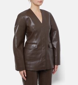 Nanushka Leather Puff Long-sleeve Jacket, Model View