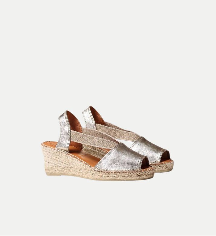 Toni Pons Teidi-p Leather Mid-wedge Open-toe Espadrille, Light-gold, Eu-42, Packshot View