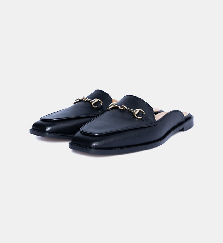Kais Flat Heel Half Leather Mules