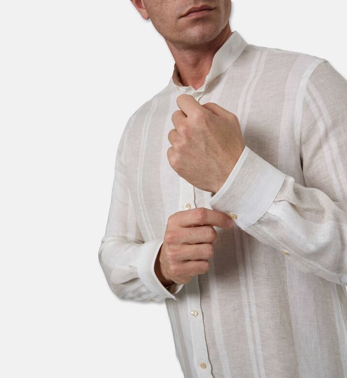 Pal Zileri Striped Print Button-down Shirt, Off-white, 40, Model View