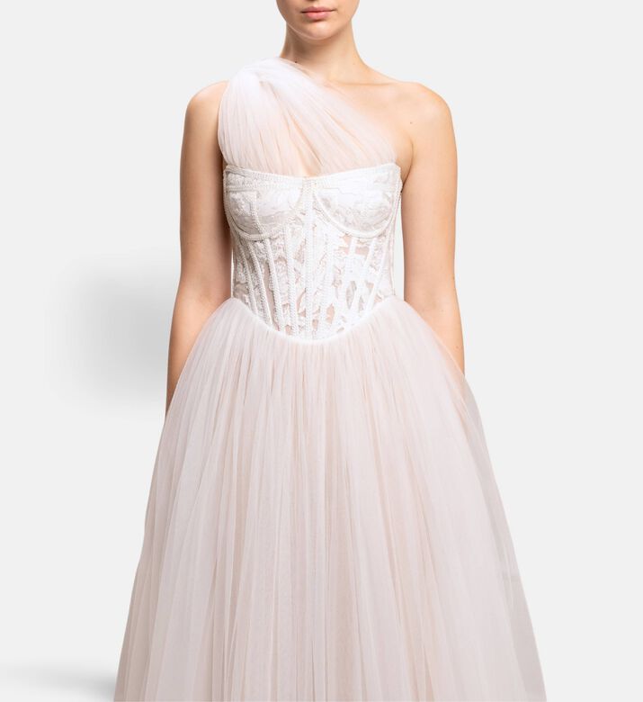 Michael Cinco Asymmetric Long Dress, Model View