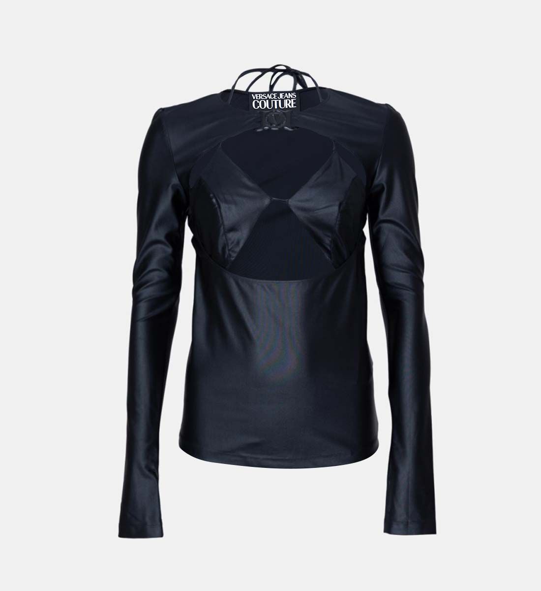 Versace Jeans Couture Metallic Cut out Long Sleeve Top T