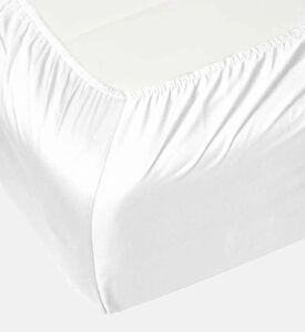 Home Deco and More Cotton Satin Bed Fitted Sheet, White, 120x200-cm, Packshot View