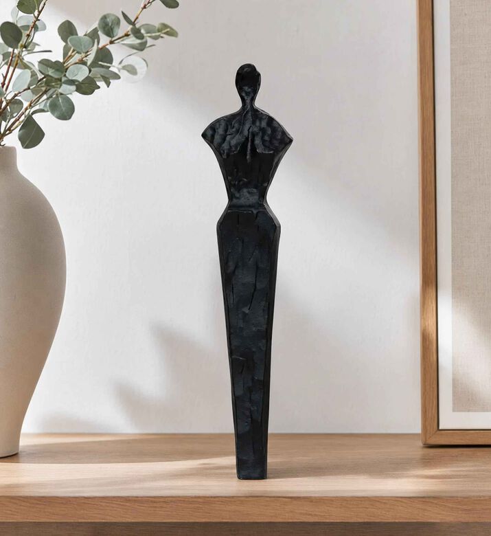 Home Deco and More Marble Base Small Tall Figurine Pair, Black, L, Model View