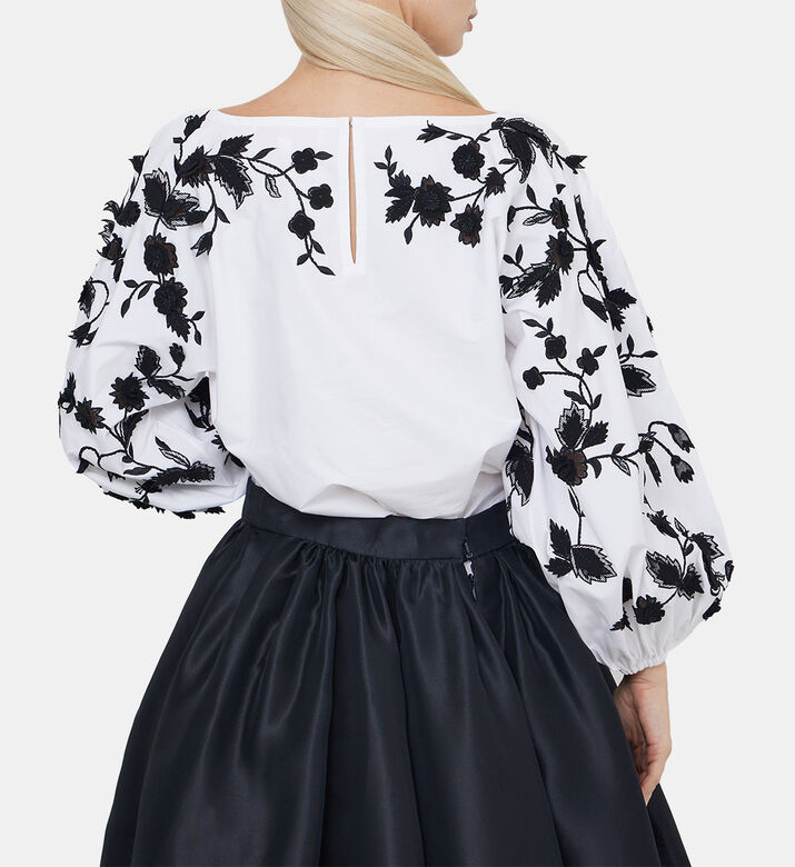 Cotton Floral-embroidery Blouse