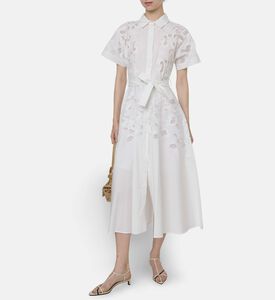 Beatrice B Embroidered Short-sleeve Midi Dress, Model View