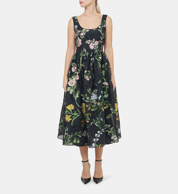 Sleeveless Embroidered Volume Hem Dress