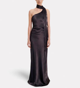 JW PEI Satin One-shoulder Organza Bow Dress, Model View