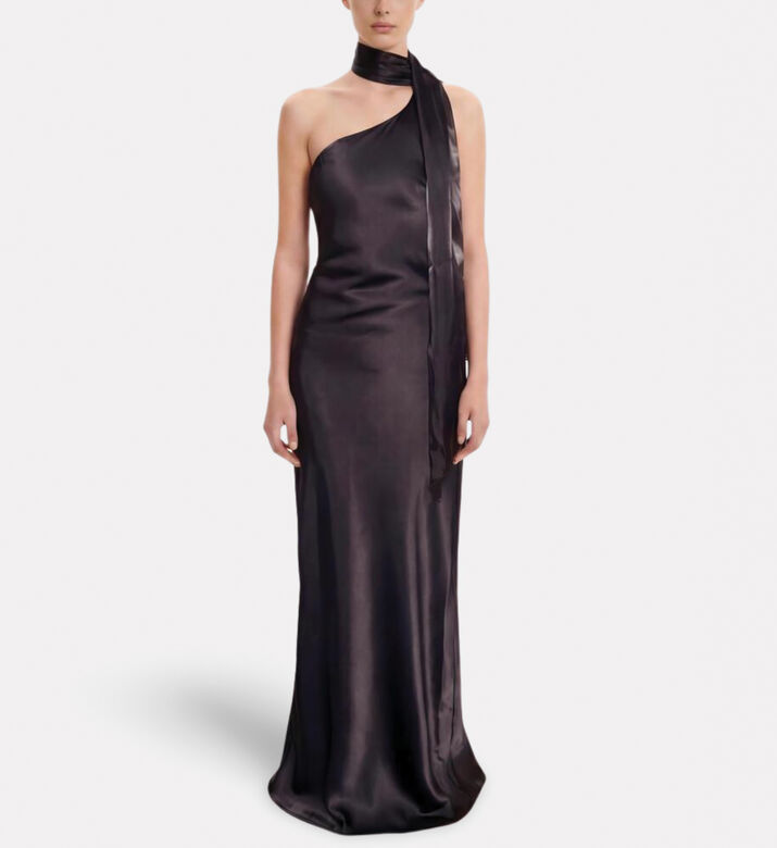 JW PEI Satin One-shoulder Organza Bow Dress, Model View