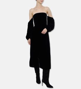Forte-Forte Velvet Sweetheart Neck Midi Dress, Model View