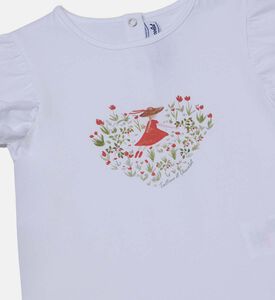 تيشيرت بأكمام مكشكشة بطبعة رسومات توضيحية