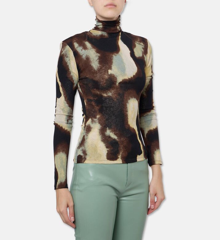 Nanushka Nayeli All-over Abstract Camouflage Top, Model View