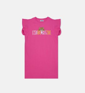 Cotton Teddy Bear-print Cap Sleeve Dress