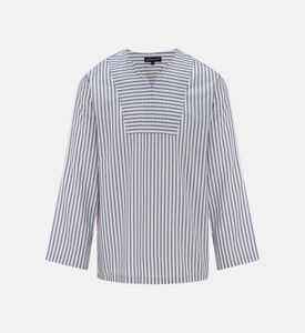 Striped Pattern V-neck Shirt