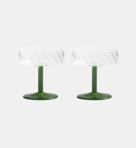 مجموعة أوعية بتصميم دوامة خضراء قطعتين