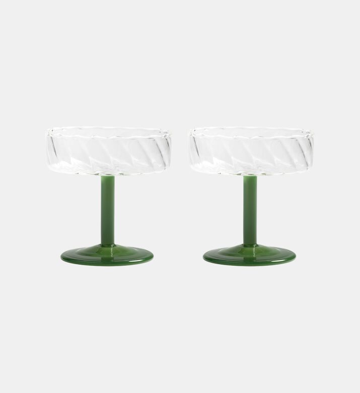 Coupe Twirl Green Bowl Set-2