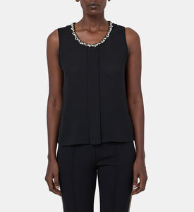 Pearl-trimmed Sleeveless Top