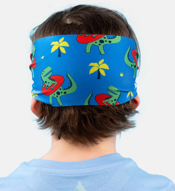 نظارة سباحة زرقاء للأطفال بشريط فائق النعومة مزينة برسوم ديناصورات