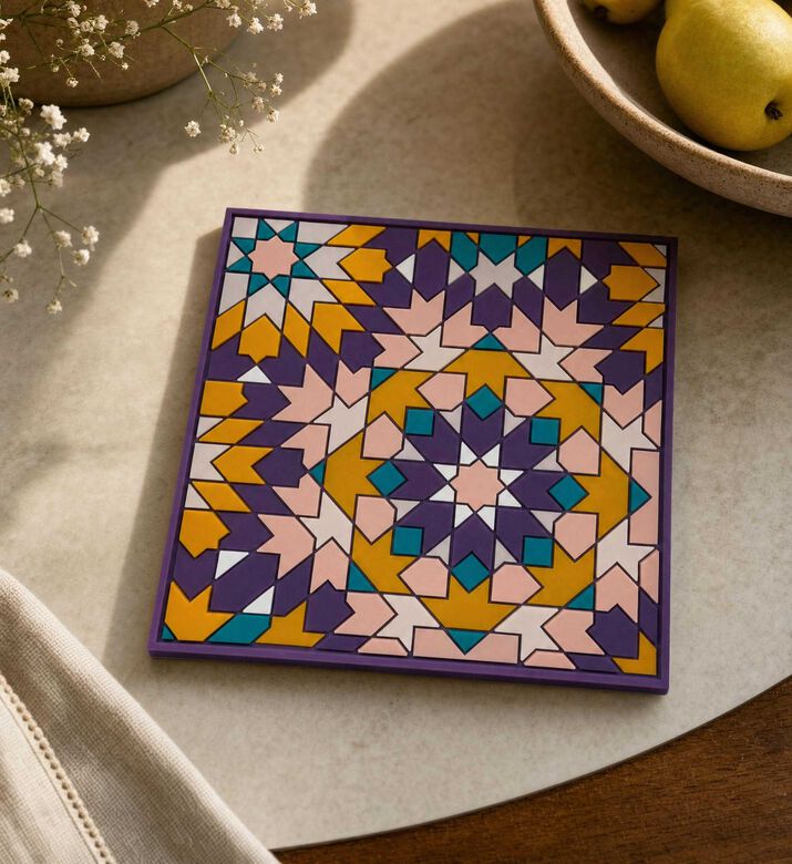 Images D'Orient Beryte Purple Silicone Square Trivet, Model View