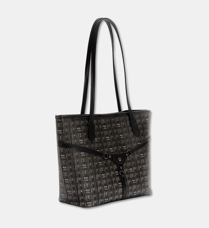 Manc Bella Monogram Pattern Mini Tote Bag, Black, Packshot View