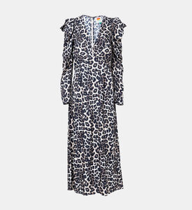 فستان متوسط بلون كريمي طبيعي