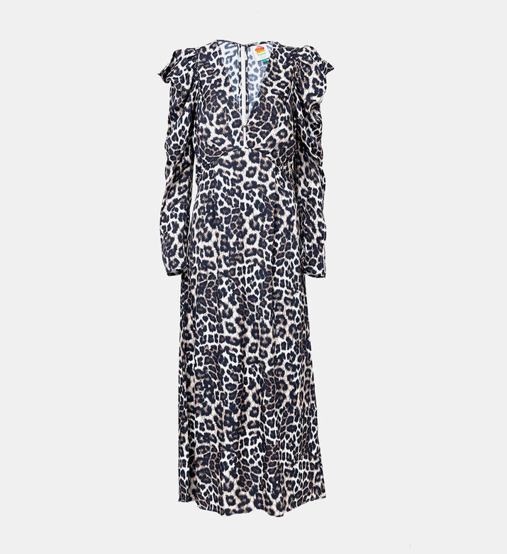 فستان متوسط بلون كريمي طبيعي