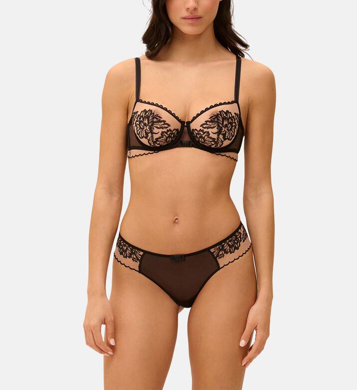 Floral-embroidery Tanga