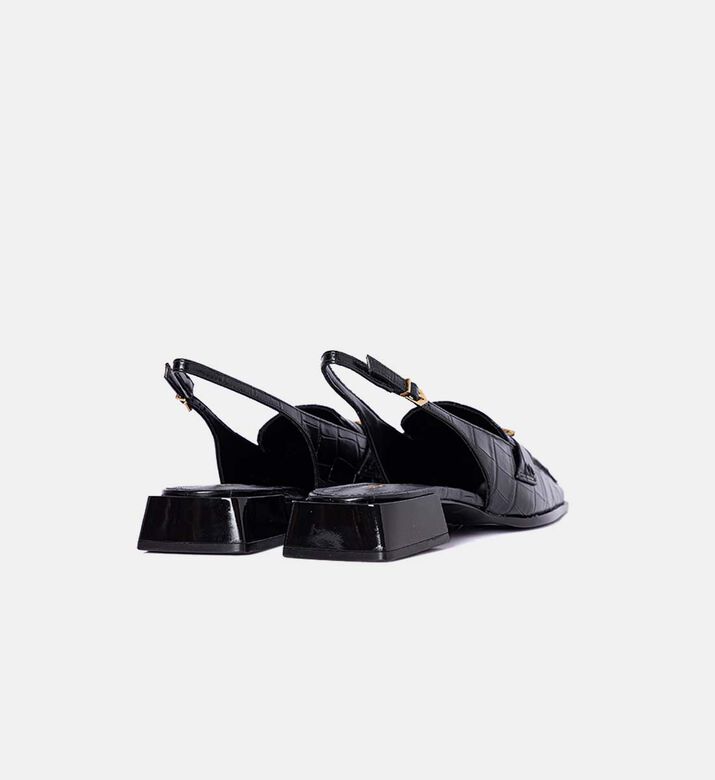 حذاء لوفرز بسير مفتوح من الخلف جلد