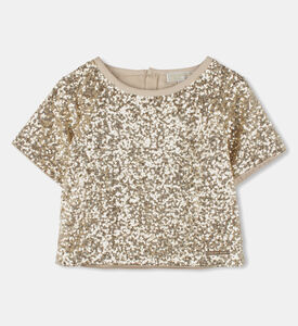 تيشيرت بأكمام قصيرة مطرز بترتر