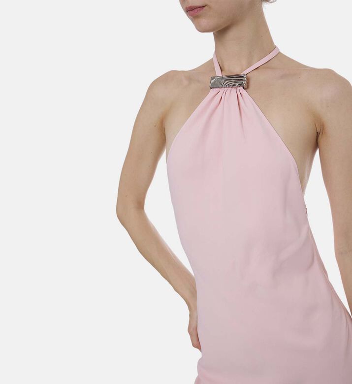 فستان متوسط الطول بدون أكمام بتفصيل معدني فستان متوسط الطول بدون أكمام بتفصيل معدني