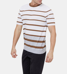 تيشيرت قطن مخطط بياقة مستديرة