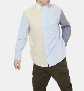 بلوزة منسوجة أكسفورد مقسمة بألوان سادة