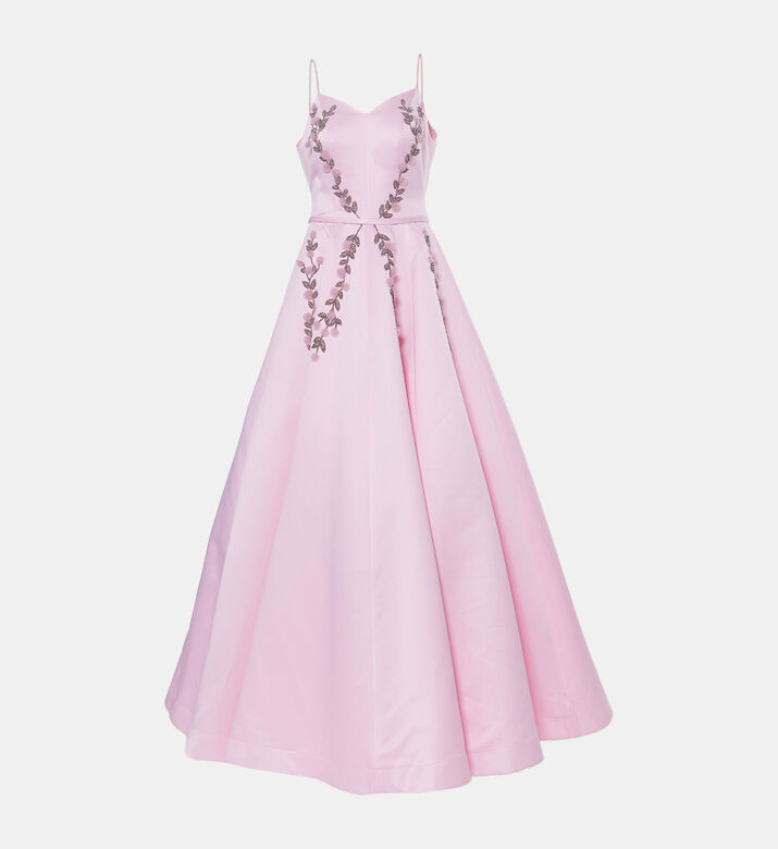 Floral-embroidery V-neck Dress