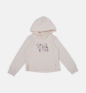 سويت شيرت صوف بغطاء رأس بشعار ملوّن