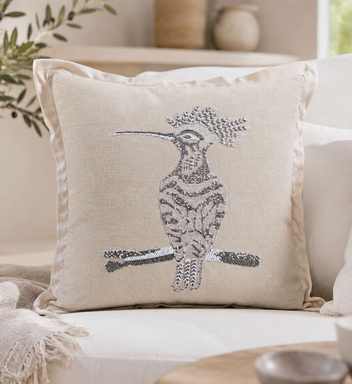 Home Deco and More Crest Embroidered Bead Cushion, Packshot View