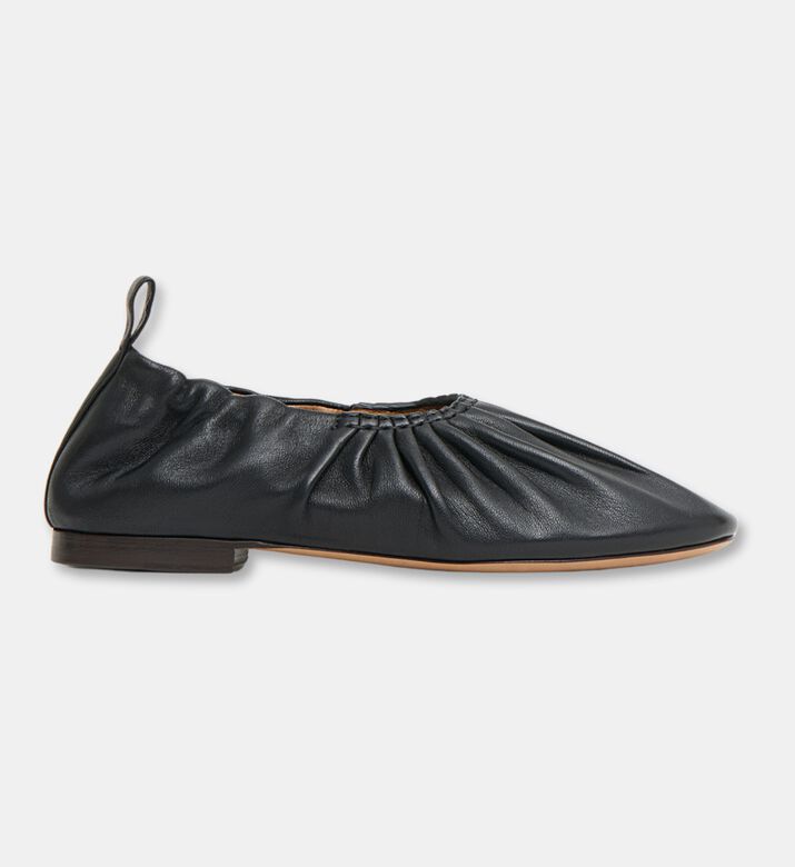 Mansur Gavriel Leather Ruched Ballerina, Black, Eu-37, Packshot View
