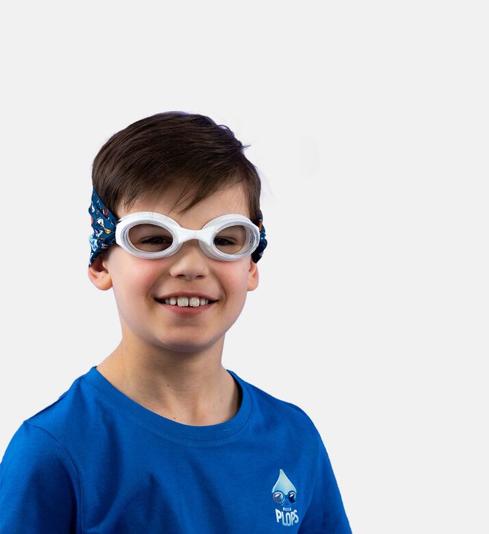 Blue Junior Swimming Goggles Ultra-soft Band With Sports Fan