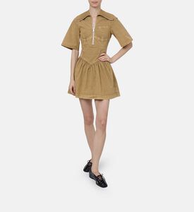 فستان قصير واسع بسحاب إغلاق