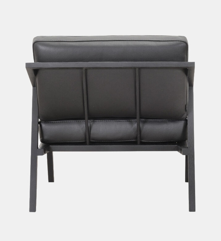 كرسي رين بذراعين وجلد بلوط