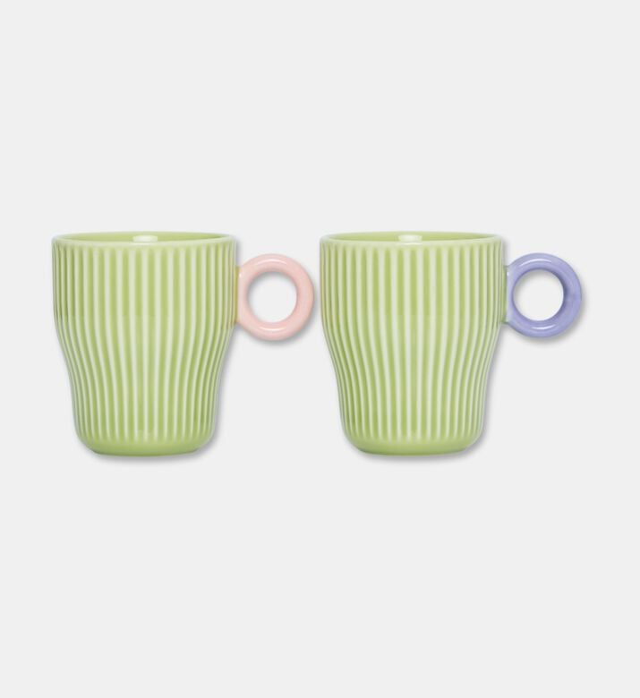 Easy Life Contrasted Handle 2-piece Coffee Espresso Cup Set, Green, Packshot View