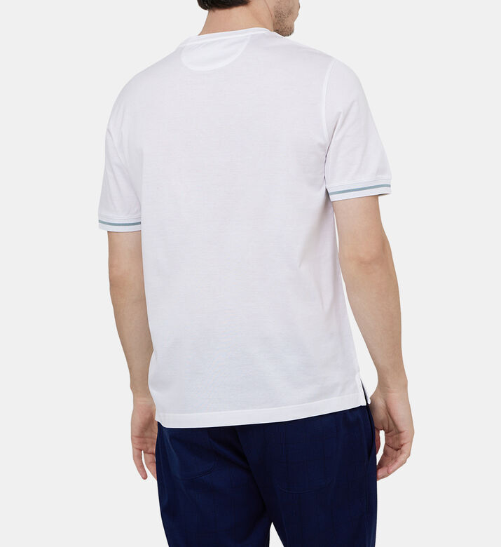 تي شيرت قطن بأساور مخططة