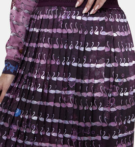 Swan Print Pleated Skirt