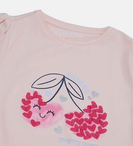 تيشيرت بأكمام منفوشة بطبعة كرز