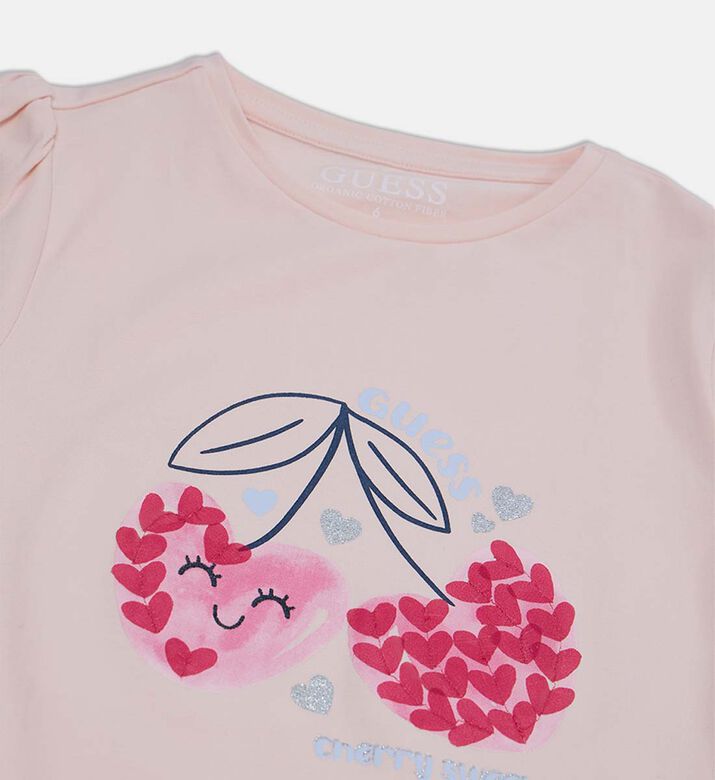 تيشيرت بأكمام منفوشة بطبعة كرز تيشيرت بأكمام منفوشة بطبعة كرز