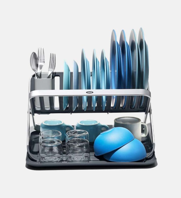 رف أطباق مسطح من الألومنيوم قابل للطي