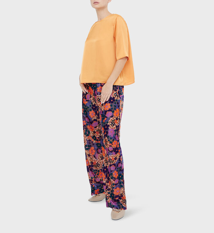 Velour Printed Flared Trousers