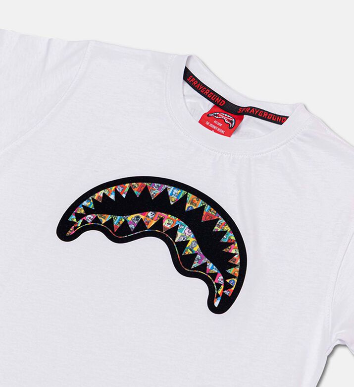 Sprayground Dripping Multi-color Shark Mouth T-shirt, White, 16y, Packshot View
