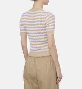Patou Ribbed Knit Striped Top, Model View