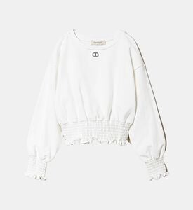Logo-brooch Elasticated Hem Top Logo-brooch Elasticated Hem Top